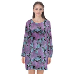 Modern Abstract Texture Pattern Long Sleeve Chiffon Shift Dress  by dflcprints