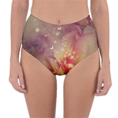 Wonderful Roses With Butterflies And Light Effects Reversible High-waist Bikini Bottoms by FantasyWorld7