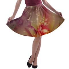 Wonderful Roses With Butterflies And Light Effects A-line Skater Skirt by FantasyWorld7