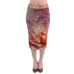 Wonderful Roses With Butterflies And Light Effects Midi Pencil Skirt by FantasyWorld7