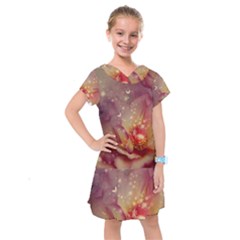 Wonderful Roses With Butterflies And Light Effects Kids  Drop Waist Dress by FantasyWorld7