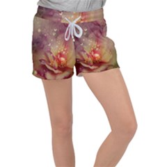 Wonderful Roses With Butterflies And Light Effects Women s Velour Lounge Shorts by FantasyWorld7