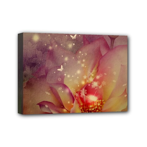 Wonderful Roses With Butterflies And Light Effects Mini Canvas 7  X 5  (stretched) by FantasyWorld7