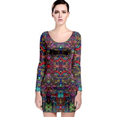 Color Maze Of Minds Long Sleeve Bodycon Dress by MRTACPANS