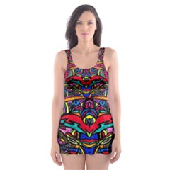 Color Maze Of Minds Skater Dress Swimsuit by MRTACPANS