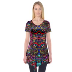 Color Maze Of Minds Short Sleeve Tunic  by MRTACPANS