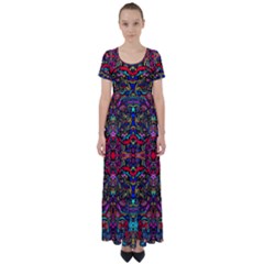 Color Maze Of Minds High Waist Short Sleeve Maxi Dress by MRTACPANS