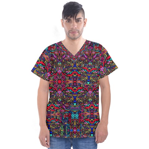 Color Maze Of Minds Men s V-neck Scrub Top by MRTACPANS