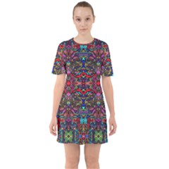 Color Maze Of Minds Sixties Short Sleeve Mini Dress by MRTACPANS