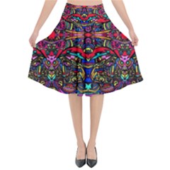 Color Maze Of Minds Flared Midi Skirt by MRTACPANS