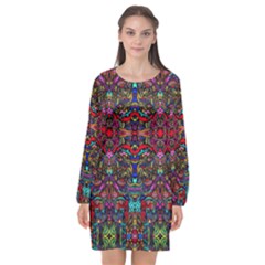 Color Maze Of Minds Long Sleeve Chiffon Shift Dress  by MRTACPANS