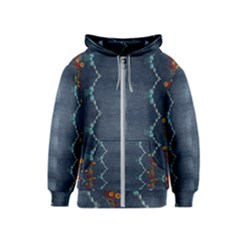 Blue Denim Pattern Native American Beads Pattern By Flipstylez Designs Kids  Zipper Hoodie