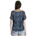 Blue denim pattern native american beads pattern by FlipStylez Designs V-Neck Flutter Sleeve Top View2