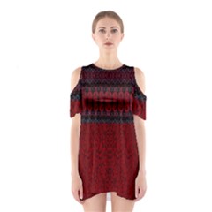 Crush Red Lace Two Patterns  Shoulder Cutout One Piece Dress by flipstylezfashionsLLC