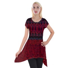 Crush Red Lace Two Patterns  Short Sleeve Side Drop Tunic by flipstylezfashionsLLC