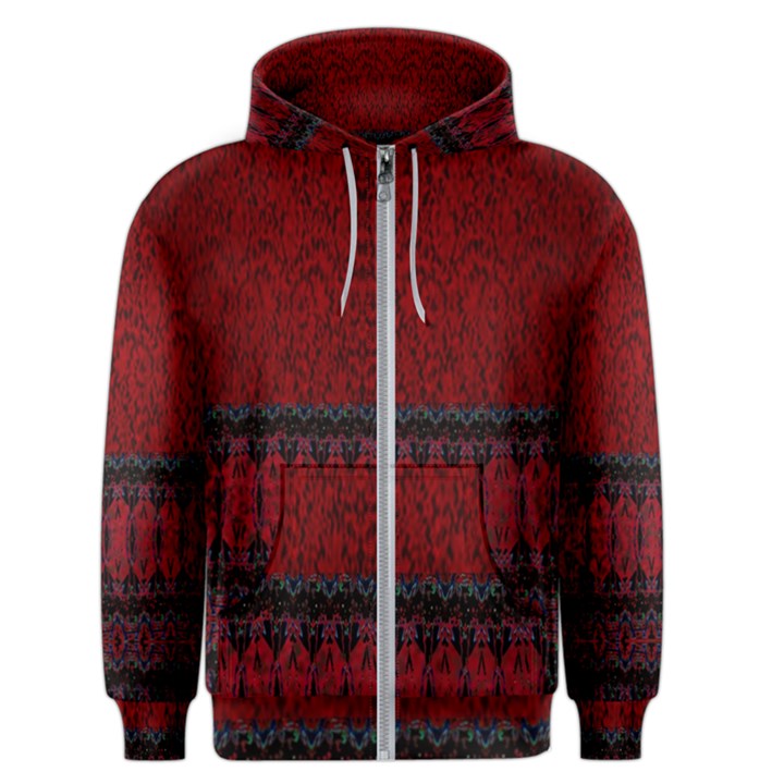 Crush red lace two pattern by Flipstylez Designs Men s Zipper Hoodie