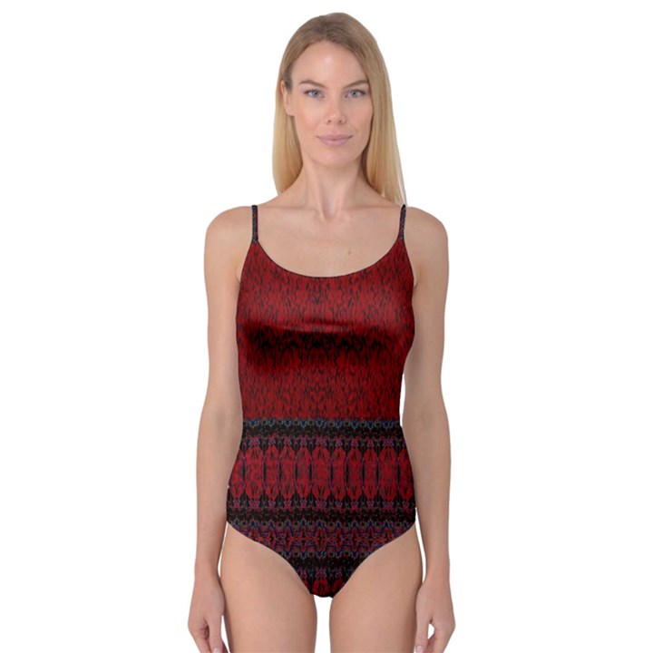 Crush red lace two pattern by Flipstylez Designs Camisole Leotard 