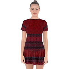 Crush Red Lace Two Pattern By Flipstylez Designs Drop Hem Mini Chiffon Dress by flipstylezfashionsLLC