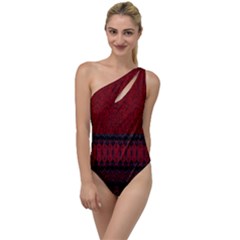 Crush Red Lace Two Pattern By Flipstylez Designs To One Side Swimsuit by flipstylezfashionsLLC