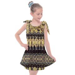 Creative Peach Multi Pattern Designs Kids  Tie Up Tunic Dress by flipstylezfashionsLLC