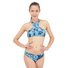 Atomic Blue High Neck Bikini Set by WILLBIRDWELL