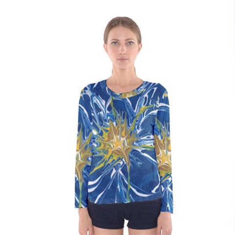 Blue Star Flower Women s Long Sleeve Tee by lwdstudio