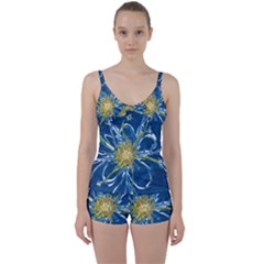 Blue Star Flower Tie Front Two Piece Tankini