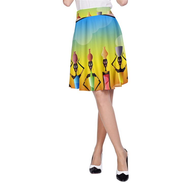 African American Women A-Line Skirt