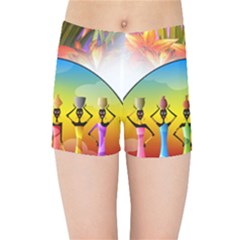 African American Women Kids Sports Shorts by AlteredStates