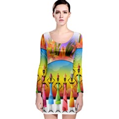 African American Women Long Sleeve Velvet Bodycon Dress by AlteredStates