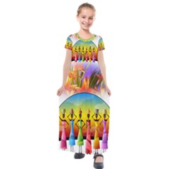 African American Women Kids  Short Sleeve Maxi Dress by AlteredStates