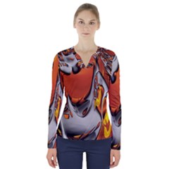 Special Fractal 24 Terra V-neck Long Sleeve Top by ImpressiveMoments