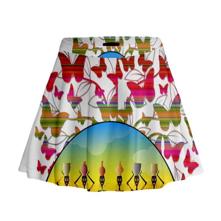 African Americn Art African American Women Mini Flare Skirt