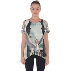 Cute Little Pegasus In The Sky, Cartoon Cut Out Side Drop Tee by FantasyWorld7