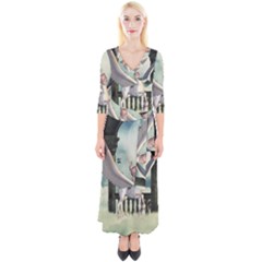 Cute Little Pegasus In The Sky, Cartoon Quarter Sleeve Wrap Maxi Dress by FantasyWorld7