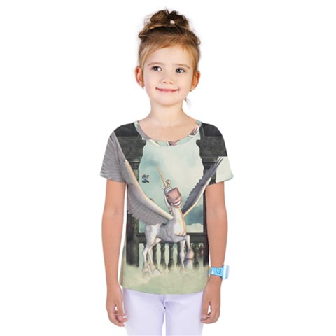 Cute Little Pegasus In The Sky, Cartoon Kids  One Piece Tee by FantasyWorld7