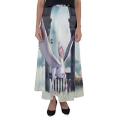 Cute Little Pegasus In The Sky, Cartoon Flared Maxi Skirt by FantasyWorld7