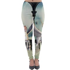 Cute Little Pegasus In The Sky, Cartoon Lightweight Velour Leggings