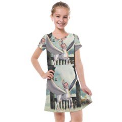 Cute Little Pegasus In The Sky, Cartoon Kids  Cross Web Dress by FantasyWorld7