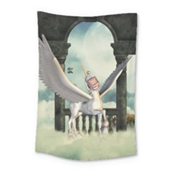 Cute Little Pegasus In The Sky, Cartoon Small Tapestry by FantasyWorld7