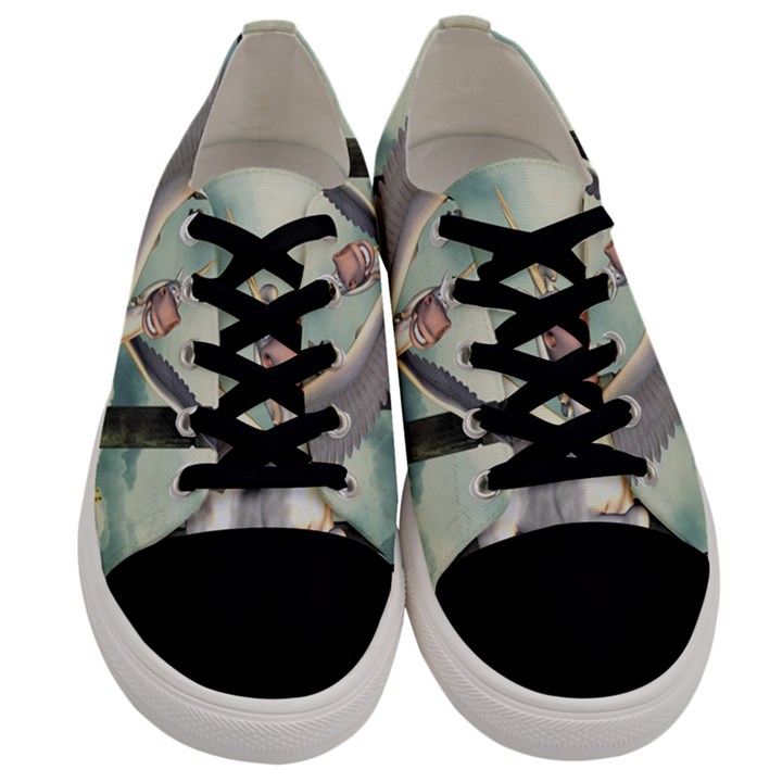 Cute Little Pegasus In The Sky, Cartoon Men s Low Top Canvas Sneakers