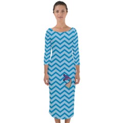 Chevron Mermaid Pattern Quarter Sleeve Midi Bodycon Dress by emilyzragz