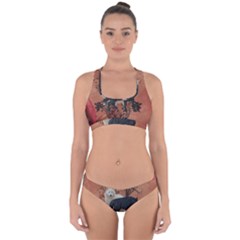 Awesome Black And White Wolf Cross Back Hipster Bikini Set by FantasyWorld7