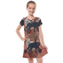 Awesome Black And White Wolf Kids  Cross Web Dress View1