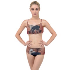 Awesome Black And White Wolf Layered Top Bikini Set by FantasyWorld7