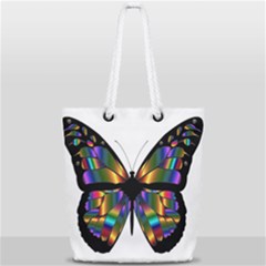 Abstract Animal Art Butterfly Full Print Rope Handle Tote (Small)