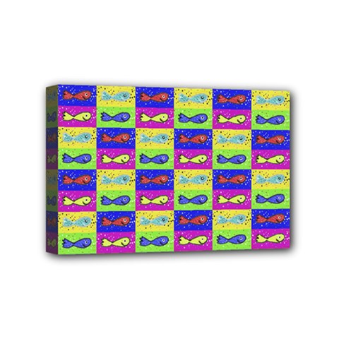 Cartoon Style Marine Life Motif Pattern Mini Canvas 6  X 4  (stretched) by dflcprints