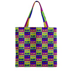 Cartoon Style Marine Life Motif Pattern Zipper Grocery Tote Bag by dflcprints