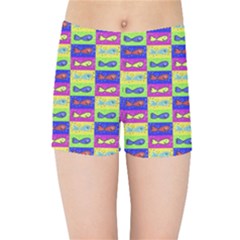 Cartoon Style Marine Life Motif Pattern Kids Sports Shorts by dflcprints