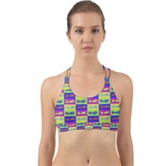 Cartoon Style Marine Life Motif Pattern Back Web Sports Bra by dflcprints